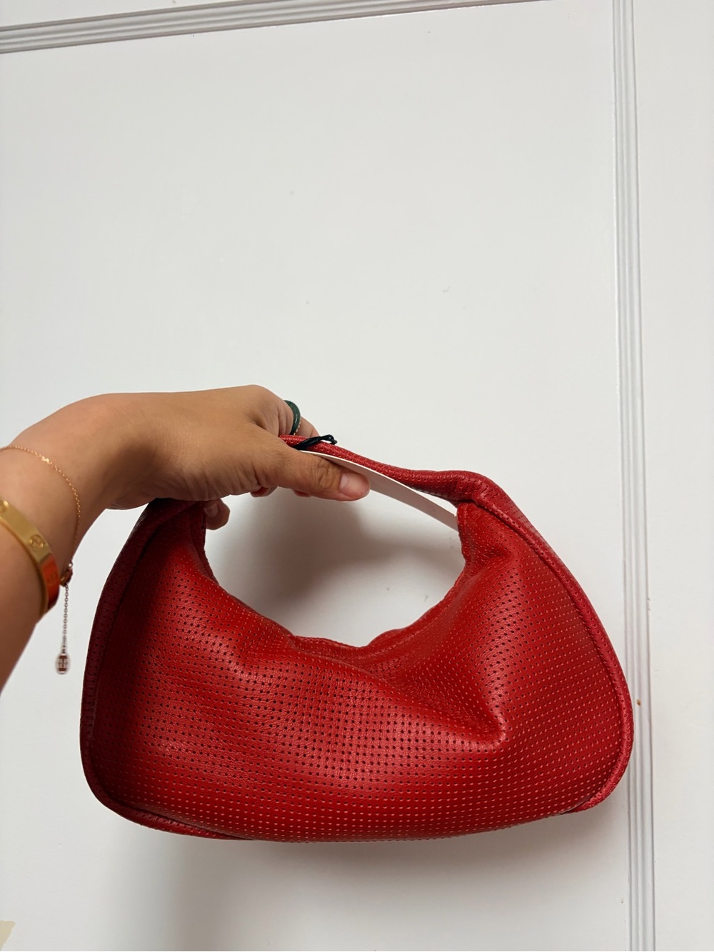 St. Agni Red Perforated Mini Bon Bon Shoulder Bag - Picture 2 of 2